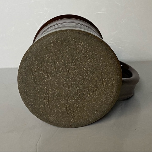 Hand Thrown Studio Pottery Mug Stein Cup Ombré Beige Red Glazed Signed 4.5” EUC - Picture 12 of 14